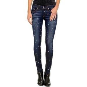 Women'sRAG & BONE Paint Splatter Cate Mid Rise Skinny Jeans Size 27 Anfield NWOT